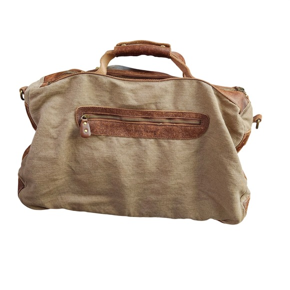 Rawlings Tan Canvas Brown Leather Duffle Bag Weekender The Finest In The Field - Picture 5 of 13